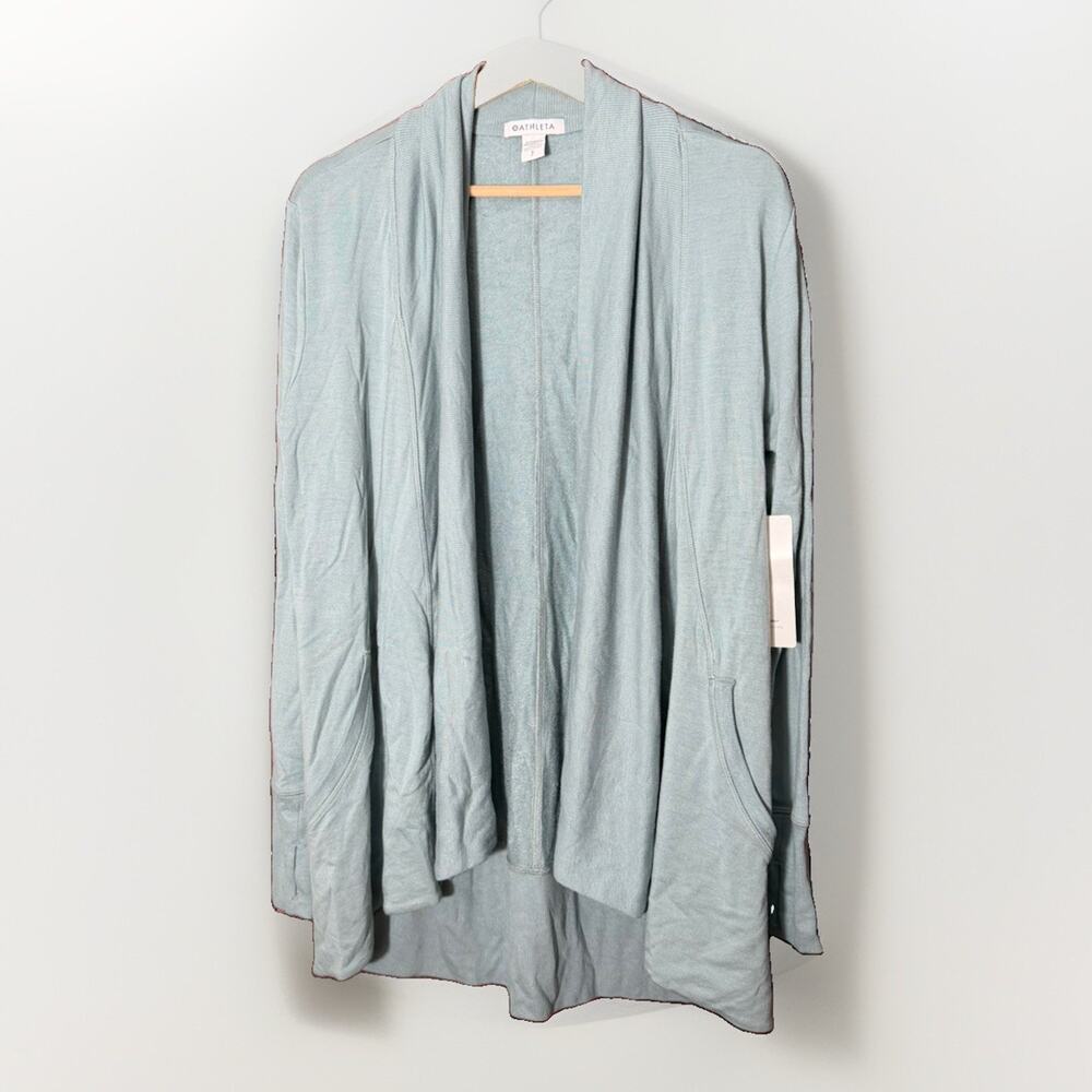 Athleta Nirvana Pranayama Restore Wrap yoga Cardigan Open Front rib green S NEW